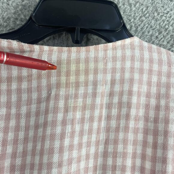 Reformation Dress Womens Small Pink Gingham Linen Wrap Ruffle Mini USA - Picture 7 of 15